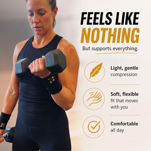 CopperJoint Compression Wrist Sleeve – Copper Hand Brace, Copper Wrist Compression Sleeve, Weight Lifting Wrist Support Brace, Hand Support for Sore Muscles, Yoga, Bowling, Sports - 1 Pair Medium