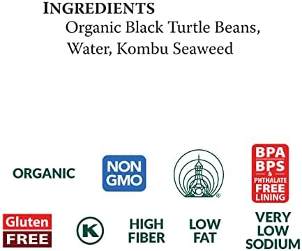 Eden Organic Black Beans, 15 oz Can, No Salt, Non-GMO, Gluten Free, Vegan, Kosher, U.S Grown, Heat and Serve, Macrobiotic, Turtle Beans, Frijol Negro, Caviar Criollo