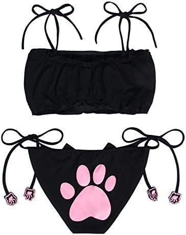 JustinCostume Women's Cosplay Lingerie Set Kitten Keyhole Cute Sexy Outfit