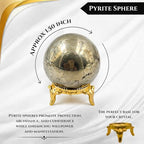 Wholesale Gem Shop Natural Quartz Pyrite 40-45 mm Ball Sphere Gemstone A+ Hand Carved Crystal Altar Healing Devotional Focus Spiritual Chakra Cleansing Metaphysical Gift for Men Women