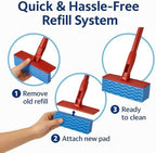 Vileda 3 x Magic Mop Flat Refill, Sponge, Blue,