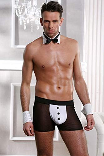 Mens Butler Lingerie Underwear Tuxedo Waiter Server Brief Costume Outfit
