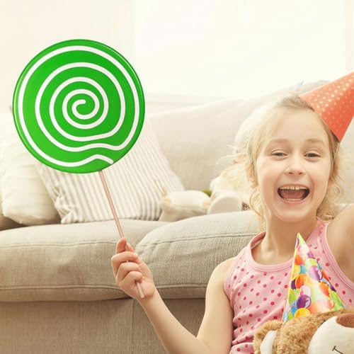 Zerodeko 4 Pcs Lollipop Props Large Candy Ornaments Fake Food Photo Prop Carnival Cosplay Decoration for Wedding Birthday Party Supplies Green
