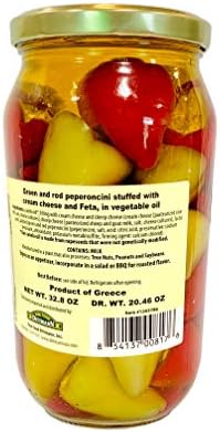 Greek Stuffed Peperoncini Duo - Greek Green and Red Peperoncini Stuffed with Cream Cheese and Feta 32.80oz