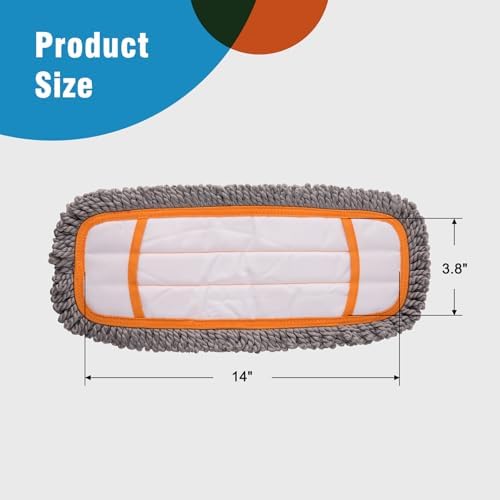 CLEANHOME Microfiber Mop Pads 4 Pieces for Floor Cleaning,Fit CLEANHOME Dust Mop: B09PBPGSJ3, Chenille Microfiber Replacement Pads