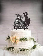 Motorcycle Wedding Cake Topper Ride with Me Forever Cake Topper Bride and Groom with Motorcycle Cake Decorations for Wedding/Anniversary/Bridal Shower Party Decor