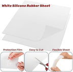 4 Pack Translucent Silicone Sheets, 12'' x 12'' x 1/8'' 60A Duro White Rubber Mat, Heavy Duty Rubber Gasket Material, Semi Clear Silicone Pads for DIY Seals, Flooring, -76 to 356°F Resistant