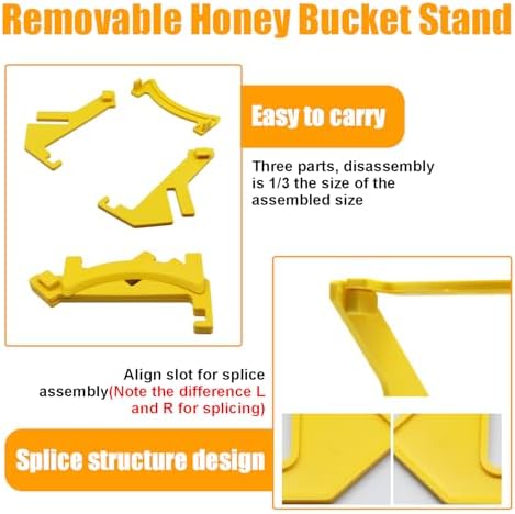 2 Pcs Bee Honey Bucket Rack, Removable Plastic Honey Bucket Stand, Honey Uncapping Tank Holder Pouring Rack Extractor Equipment, Portable Beekeeping Beekeepers Tool (Yellow)