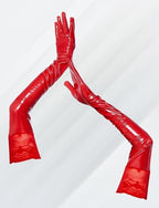 FEOYA Women's Shiny Lace Long Gloves Elbow Length Costume Accessories Wet Look Cosplay Gloves Faux Leather
