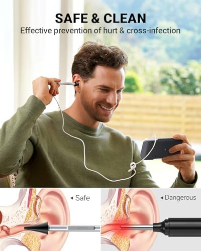 Anykit Digital Otoscope with Gyroscope, 4.5 Inches Screen, 3.9mm Ear Scope Camera with 6 Lights, Ear Wax Removal Tool, 32GB Card, Supports Photo Snap and Video Recording