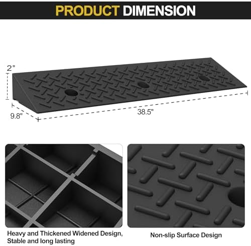 Heavy Duty Rubber Curb Ramp,2 PC 2" Rise Height,3 Tons(6600 LB) Capacity,Sidewalk Threshold Driveway Curb,Slope Ramps for Dock Bike Vehicle Wheelchair Warehouse Motorcycle (2 inch Height)