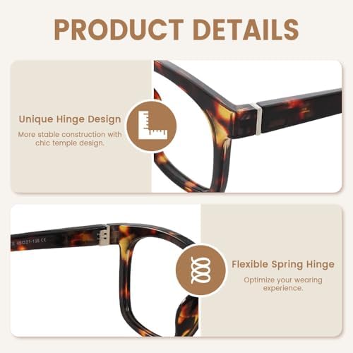 JiSoo Square Oversized Reading Glasses Women 2.75, Chunky Stylish Designer Readers 2.75 Women with Spring Hinge, Brown Tortoise Shell 2.75