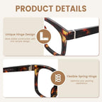 JiSoo Square Oversized Reading Glasses Women 1.75, Chunky Stylish Designer Readers 1.75 Women with Spring Hinge, Brown Tortoise Shell 1.75