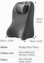 Back Wedge Pillow for Sofa, Lumbar Support Pillow for Couch, Reading Wedge Pillow, Reading, Gentle Support for Yoga, Relaxing & Nighttime Rest | Acid Reflux & Back Discomfort (Dark Gray)