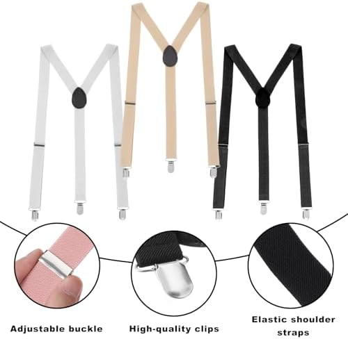 3PCS Thin Y Back Ladies Suspenders for Women Pants Under Clothes, Women Suspenders Hidden, Adjustable for Jeans Undergarment (Black, Gray, Skin Tone)