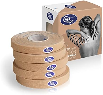 CureTape Classic Beauty Taping Face Tape | 5 Rolls of 0.4 inch Strokes | Hypoallergenic and Safe to Use for Face Taping and Beauty Taping | Reduce Wrinkes & Fine Lines | Instant Face Lift Tape