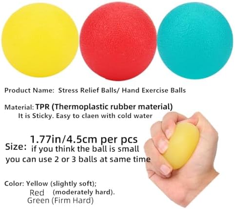 Stress Balls for Adults, Physical Therapy Hand Exercise Balls Kits, Squeeze Balls Sets for Hand Finger Wrist Muscles Arthritis Training, Hand Grip Strengthening Train Ball
