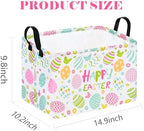 Happy Easter Eggs Storage Basket Gift for Home Shelf Storage Basket Organizer Box Clothes Laundry Hamper Nursery Baskets Laundry Basket with Handles