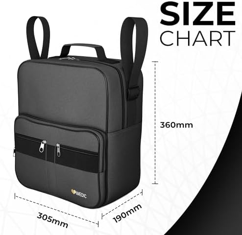Deluxe Wheelchair Bag – Storage Backpack for Adults – Hangs Securely on Wheelchair Back – Organiser for Mobility & Electric Wheelchairs – Black