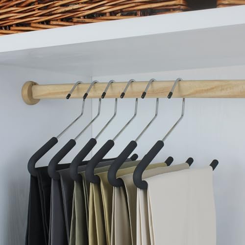 Open Ended Pants Coat Hangers, 20 Pack Non-Slip Foam Padded Pants Hangers, Space Saving Heavy Duty for Jeans, Trousers, Slacks