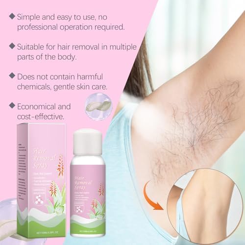 Hair Removal Spray for Body, Foam Hair Removal Cream for Women and Men, Sensitive Skin Hair Remover for Underarm, Arm, Back, Chest, Bikini, and Legs, Fast Acting & Easy to Use