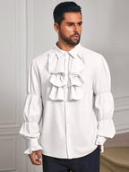 Runcati Mens Pirate Shirt Ruffle Victorian Renaissance Vampire Poet Puffy Shirts Gothic Steampunk Medieval Costume