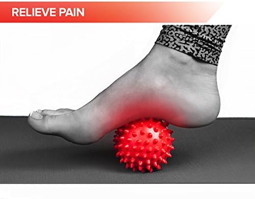 Spiky Massage Balls for Feet, Back, Hands, Muscles - Firm, Medium and Soft Spiked Massager Rollers for Plantar Fasciitis, Exercise, Neuro-Balance, Physical Therapy, 3-inch