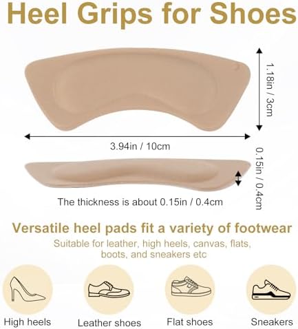 4 Pairs High Heel Inserts for Women and 2 Pairs Heel Cushion Pads, 2 Colors 3/4 Length Self-Adhesive Heel Pads & Shoe Inserts Anti-Slip Heel Grips for Women's 5-9 Highs Heels, Open Toes Flats