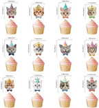 24PCS Cake Toppers Cat Pet Birthday Cupcake Topper Cat Face Kitten Themed Party Cake Decorations Baby Shower Party Supplies