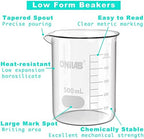 ONiLAB 8.5oz(250ml) Sturdy Glass Beaker, 3.3 Borosilicate Griffin Low Form with Printed Graduation, Pack of 6 13900250