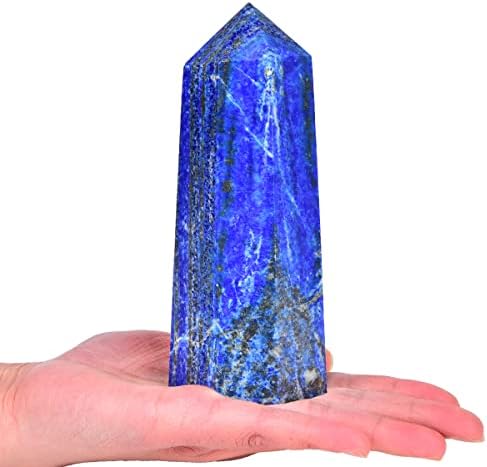 Natural Lapis Lazuli Obelisk Tower Large Healing Crystal Point Wand 6 Faceted Reiki Chakra Meditation Therapy 1-1.5 LBS