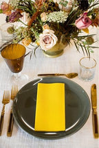 AMERICAN HOMESTEAD Paper Napkins - Yellow Disposable Linen-Like Dinner Napkins - Restaurant-Quality Table Serviettes for Weddings, Parties, and Events - 15.75" x 15.75" - 50 Count