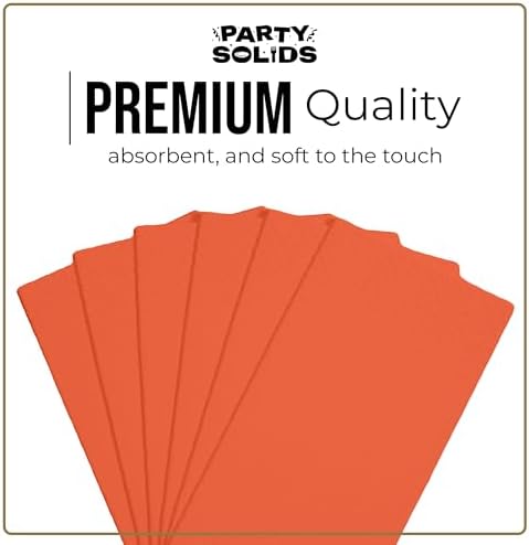 Party Solids Orange Dinner Napkins Disposable 8" x 4" Folded - 40 Pcs 2 Ply Orange Napkins Disposable Paper Guest Towels for Bathrooms, Dinners, Everyday Parties & Party Supplies