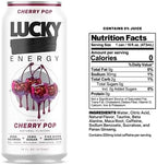 Lucky Energy Sugar Free Energy Drinks, Cherry Pop, 16oz Cans (12-Pack) Healthy, Zero Sugar Energy Drink with Maca, Ginseng, Beta-Alanine, Taurine & 200mg Caffeine