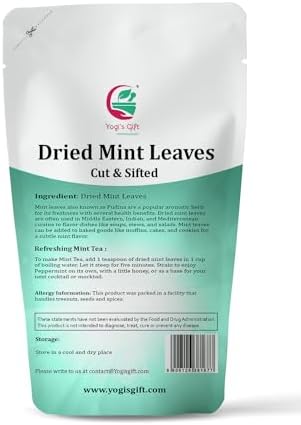 Dried Mint Leaves 4 oz | Peppermint Leaves For Tea & Savoury | Non-GMO, Ethically Sourced, Cut & Sifted | Bulk Tea Loose Leaf - Yogi’s Gift®