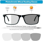 2 Pack Photochromic Bifocal Reading Glasses for Women Men Blue Light Blocking Clear Top Transition Readers