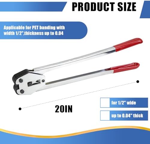 Heavy Duty Banding Strapping Sealer & Crimper for 1/2" Width Polyester Polyproplyn Poly Plastic Strap Manual Tool