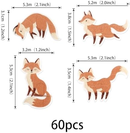 56 Pack Edible Fox Cupcake Toppers Woodland Animal Cupcake Picks Water Paper Animal Baby Shower Cupcake Decorations for Woodland Animal Themed Baby Shower Birthday Party Supplies