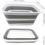SAMMART 12L (3.17Gallon) Collapsible Tub - Portable Outdoor Picnic Tray - Portable Washing Basin - Space Saving Plastic Washtub (White/Grey)