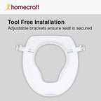 Homecraft Savanah Raised Toilet Seat 2" Without Lid, Elongated & Elevated Lock Seat Support for Elderly, Handicapped and Disabled Users, White Colour