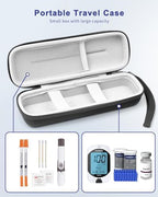 Krypthos Diabetes Supply Case, Hard Travel Carrying Case for Blood Glucose Meter, Insulin Pen, Syringe, Lancets, Lancing Device & More, Portable Storage Organizer Bag for Diabetic Test Kit