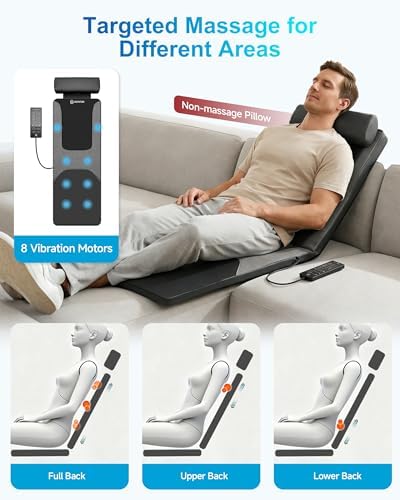 COMFIER FSA Full Body Massage Mat with Heat, HSA Eligible Shiatsu Back Massager for Pain Relief Deep Tissue Kneading & Vibration Heating Chair Massage Pad for Recliner, Sofa, Bed, Gifts for Mom Dad