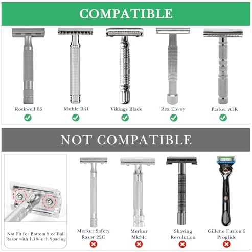 Linkidea 2 Pack Short Handle Safety Razor Stand, Stainless Steel Shaving Holder, Deluxe Men's Travel Shaver Stand, Compatible With Handle Less Than 3.5'' (Silver)