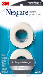 Nexcare Gentle Paper Tape, Medical Paper Tape, Secures Dressings and Lifts Away Gently, 1 in x 10 Yards, 2-Pack (4 Rolls)