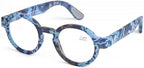 Nerd Reading Glasses +1.5 Round Wizard Readers for Men Women, Vintage Full Frame Eyeglasses TR90 Red Amber(Blue,+2.0)
