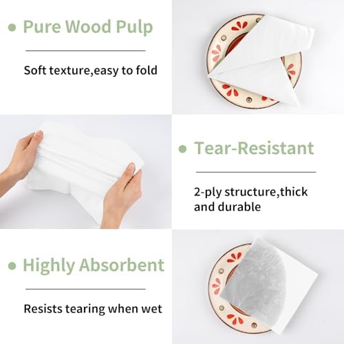 100 Pack Cocktail Napkins Disposable, 2-Ply 5" x 5" Party Napkins, Square Beverage Dinner Napkin for Wedding Birthday Party Anniversary Reception Bar Event (White)