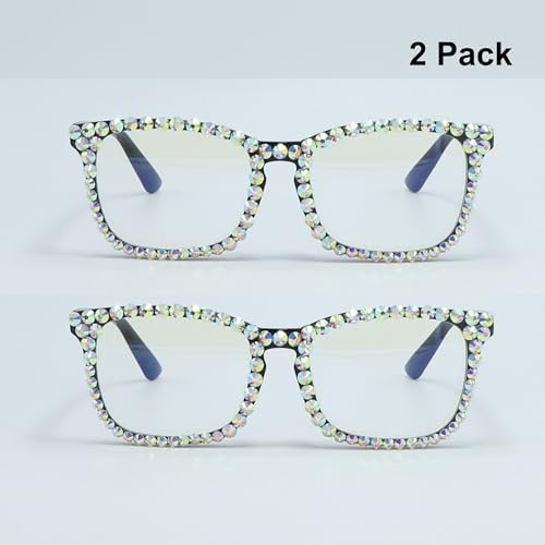 Square Rhinestone Reading Glasses For Women Blue Light Blocking Computer Readers Glasses