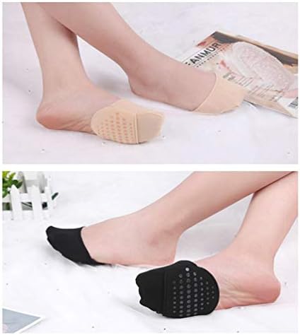 EXCEART 2 Pairs Toe Topper Half Socks for Women, Breathable Cotton Forefoot Cushion with Non-Skid Silicone Bottom, Ideal for High Heels, Sandals, Ballet Shoes