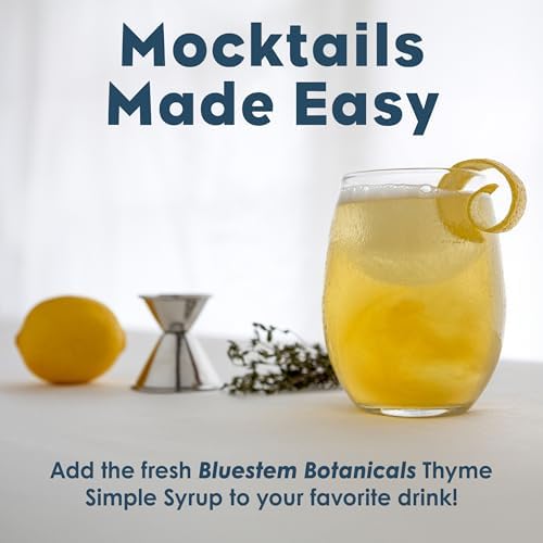 Bluestem Botanicals Organic Thyme Simple Syrup, 8 oz, Cocktail and Mocktail Mixer for Drinks, Non-Alcoholic