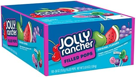 JOLLY RANCHER Filled Pops Assorted Fruit Flavored Candy Box, 56 oz (100 Pieces)